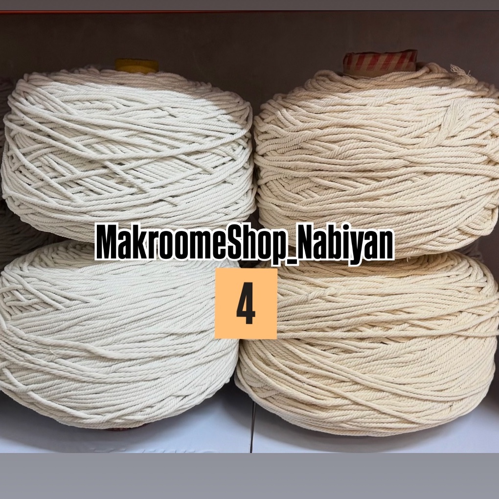 نخ مکرومه بافی سفید و شیری 4میل (150 گرمی)