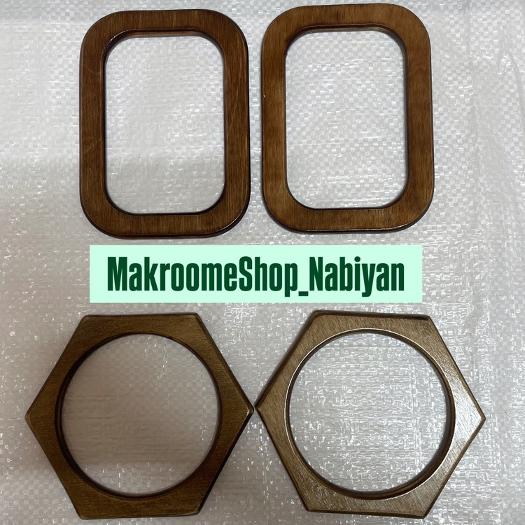 دسته طرح چوبی کیف مکرومه ( جفتی )