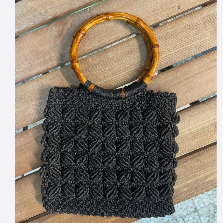 دسته طرح چوبی کیف مکرومه ( جفتی )