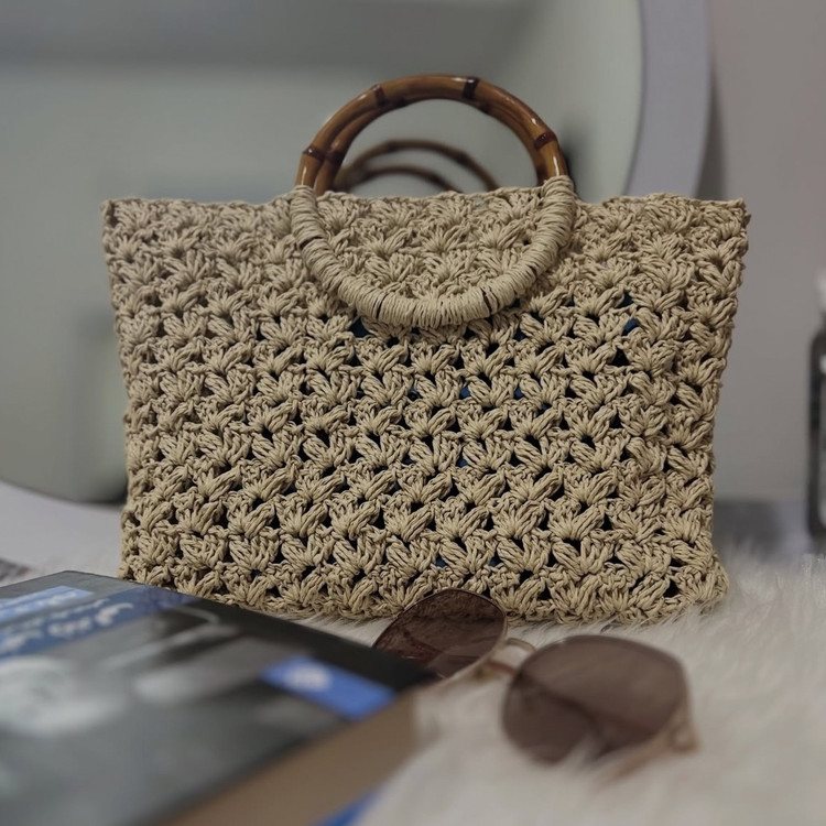دسته طرح چوبی کیف مکرومه ( جفتی )