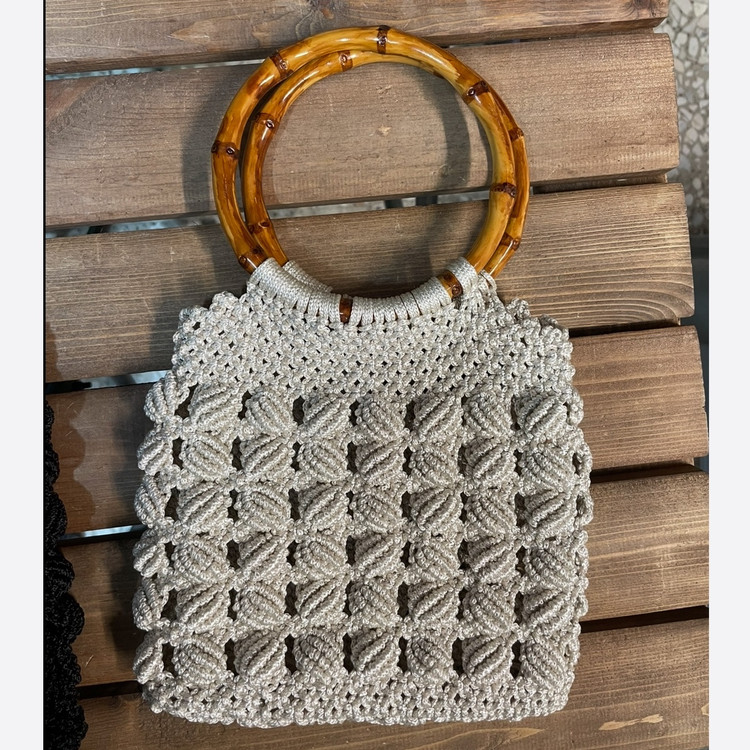 دسته طرح چوبی کیف مکرومه ( جفتی )